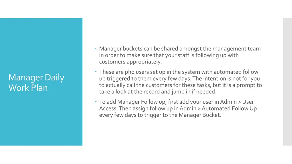 manager buckets can be shared amongst