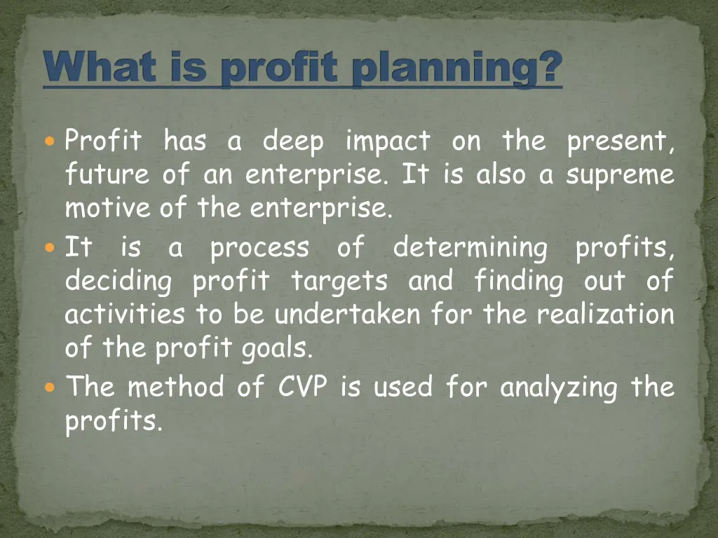 what is profit planning