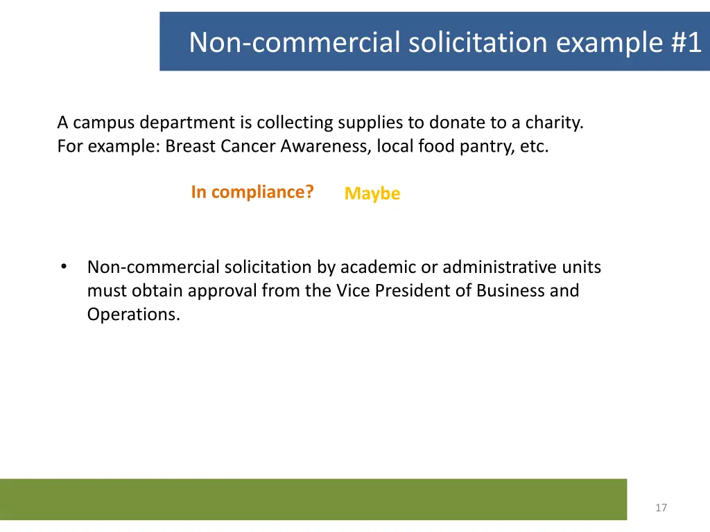 non commercial solicitation example 1