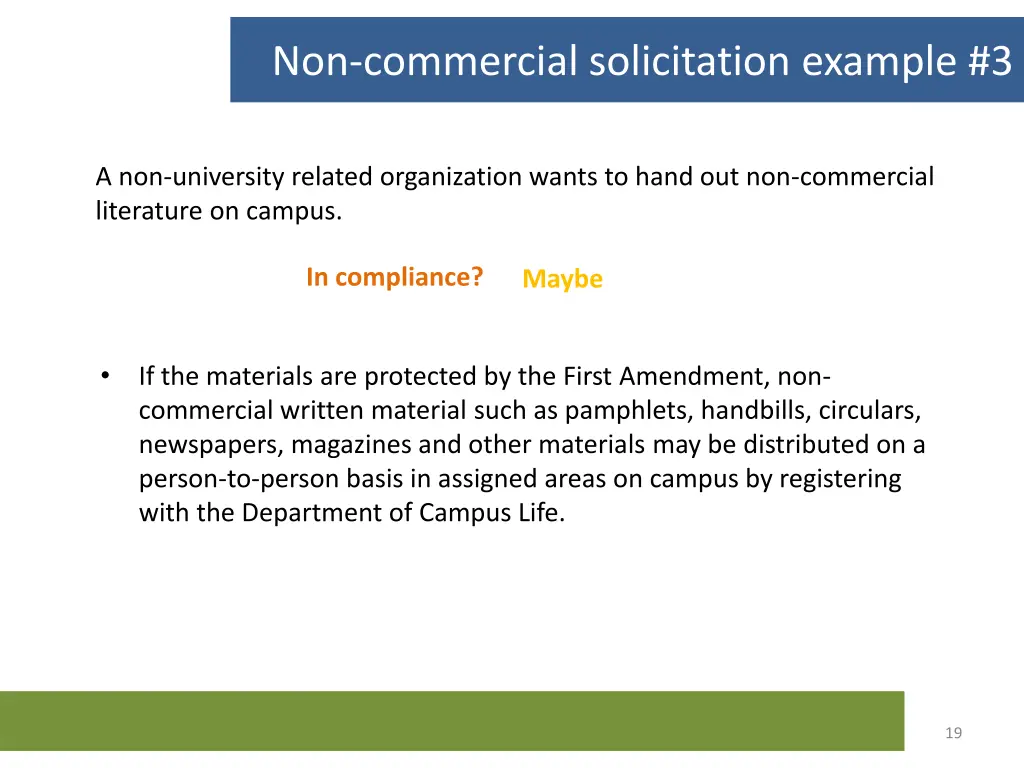 non commercial solicitation example 3
