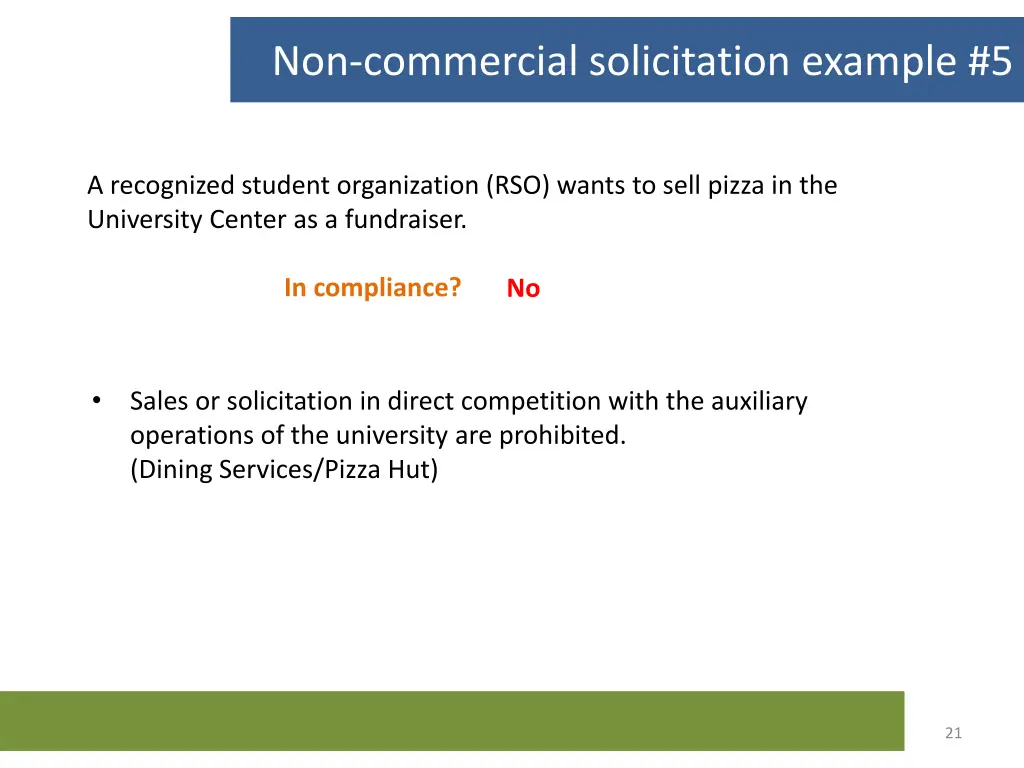 non commercial solicitation example 5