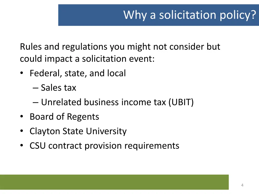 why a solicitation policy