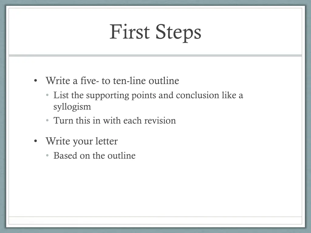 first steps