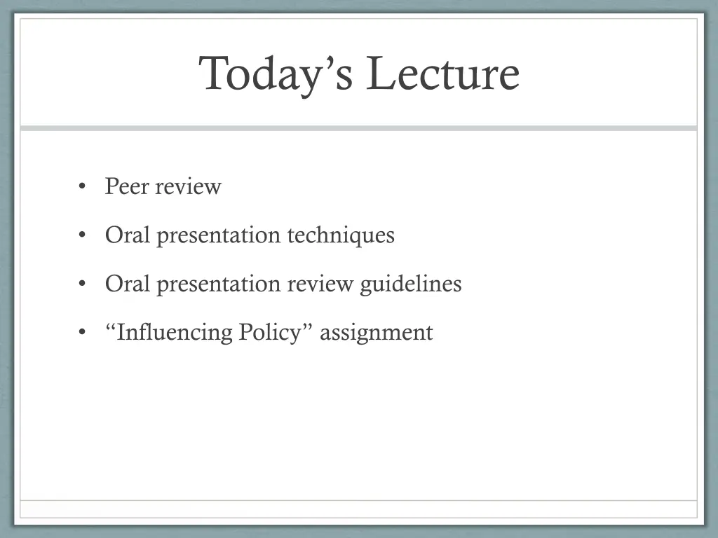 today s lecture