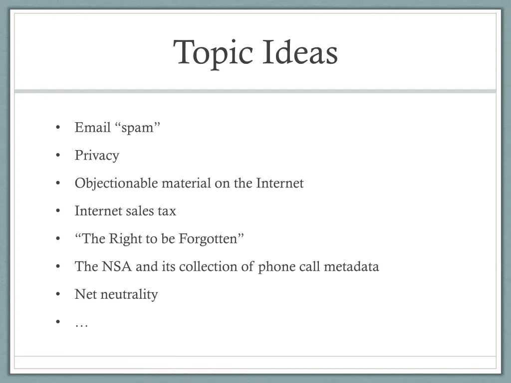 topic ideas