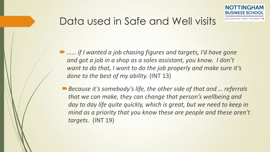 data used in safe and well visits 1