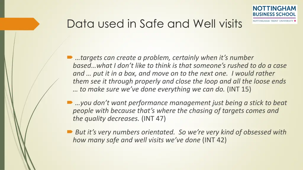 data used in safe and well visits