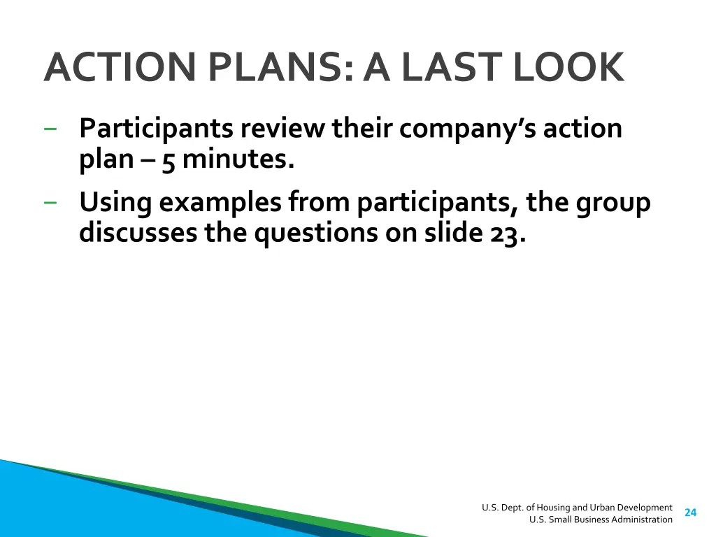 action plans a last look