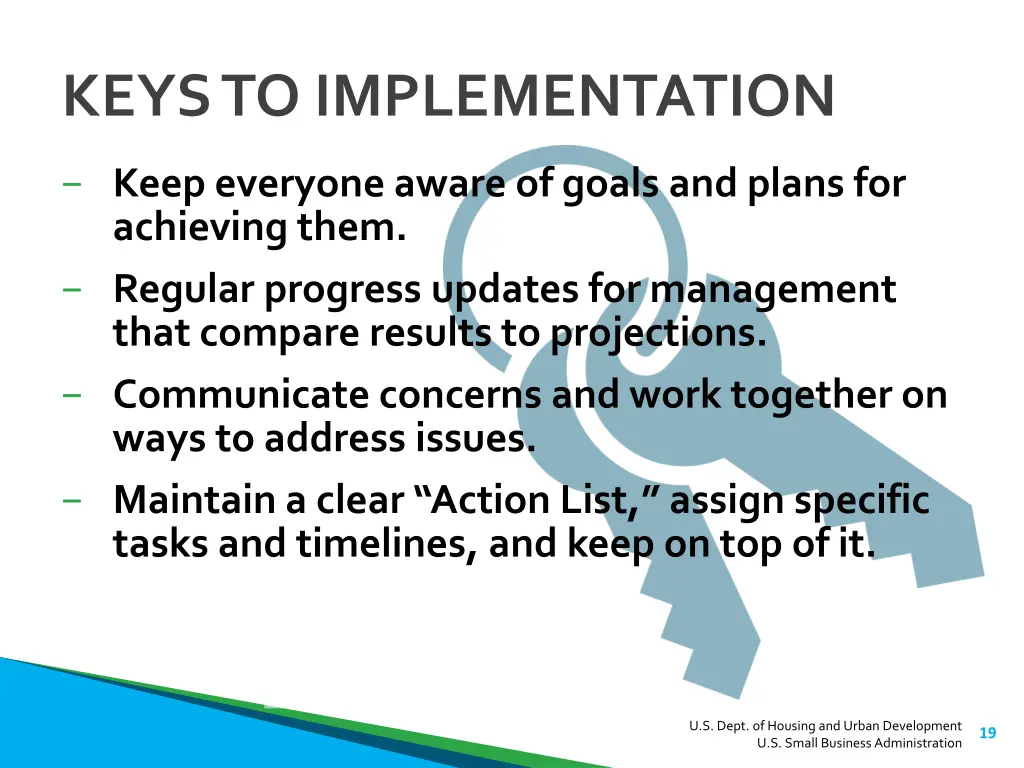 keys to implementation
