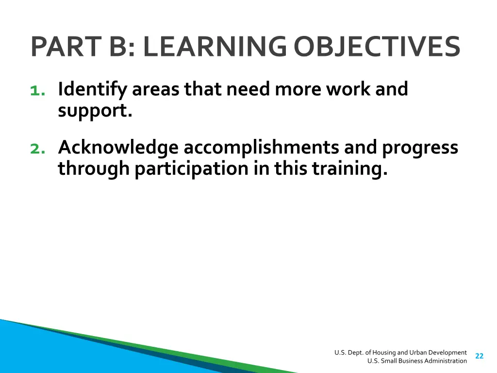 part b learning objectives