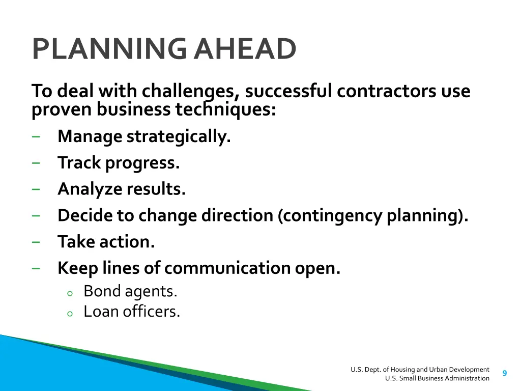 planning ahead