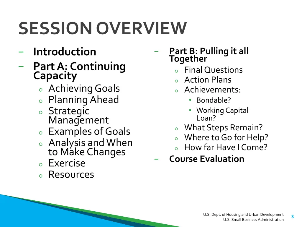 session overview