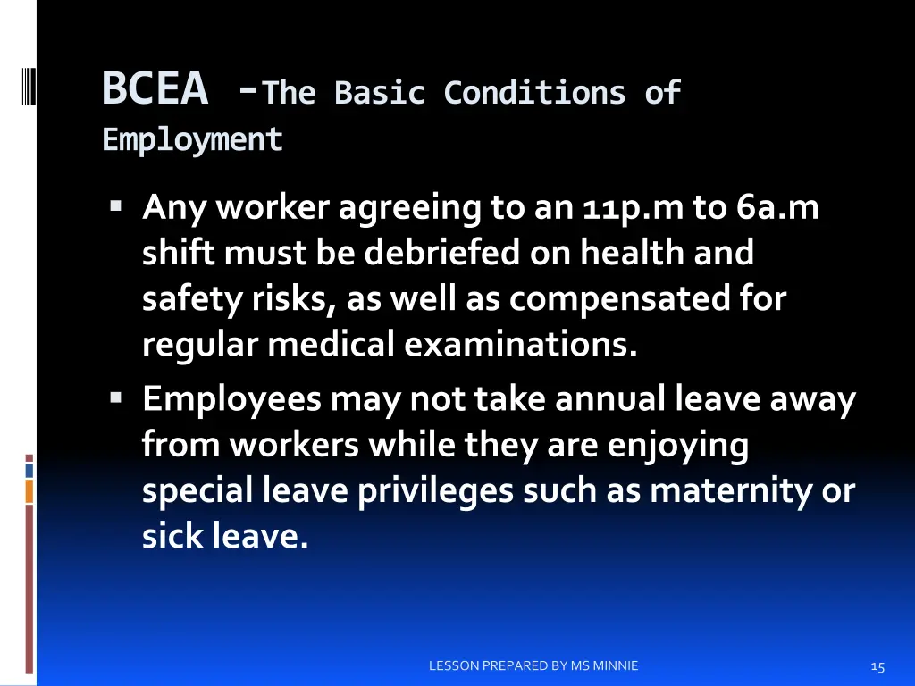 bcea the basic conditions of employment 1