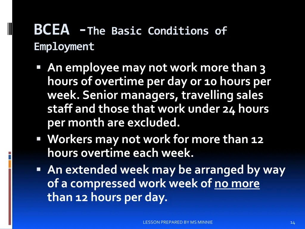 bcea the basic conditions of employment