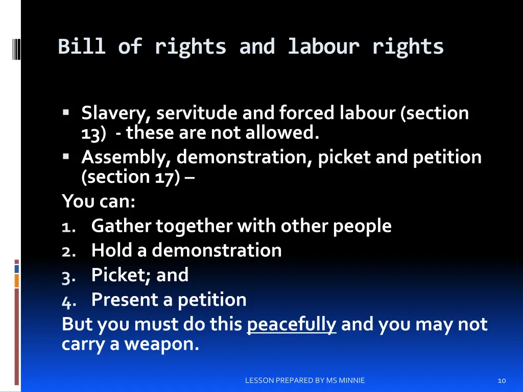 bill of rights and labour rights 1