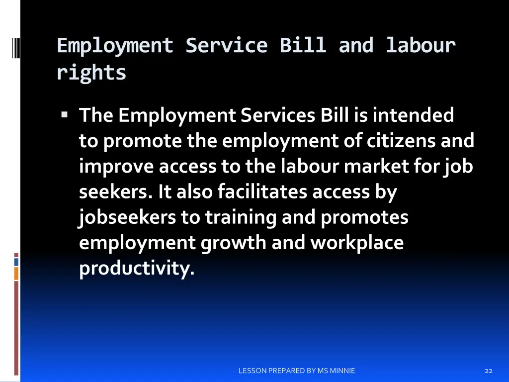 employment service bill and labour rights
