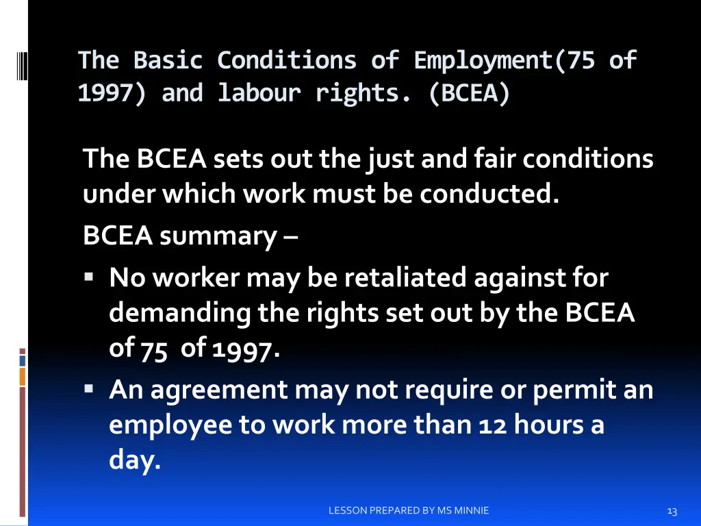 the basic conditions of employment 75 of 1997