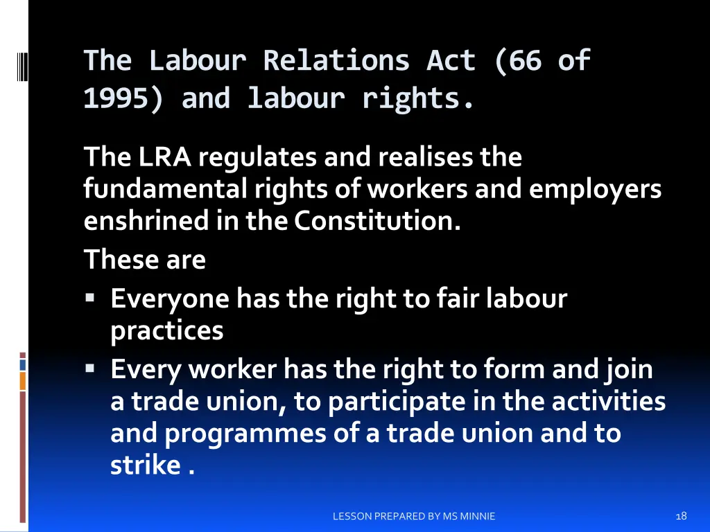 the labour relations act 66 of 1995 and labour