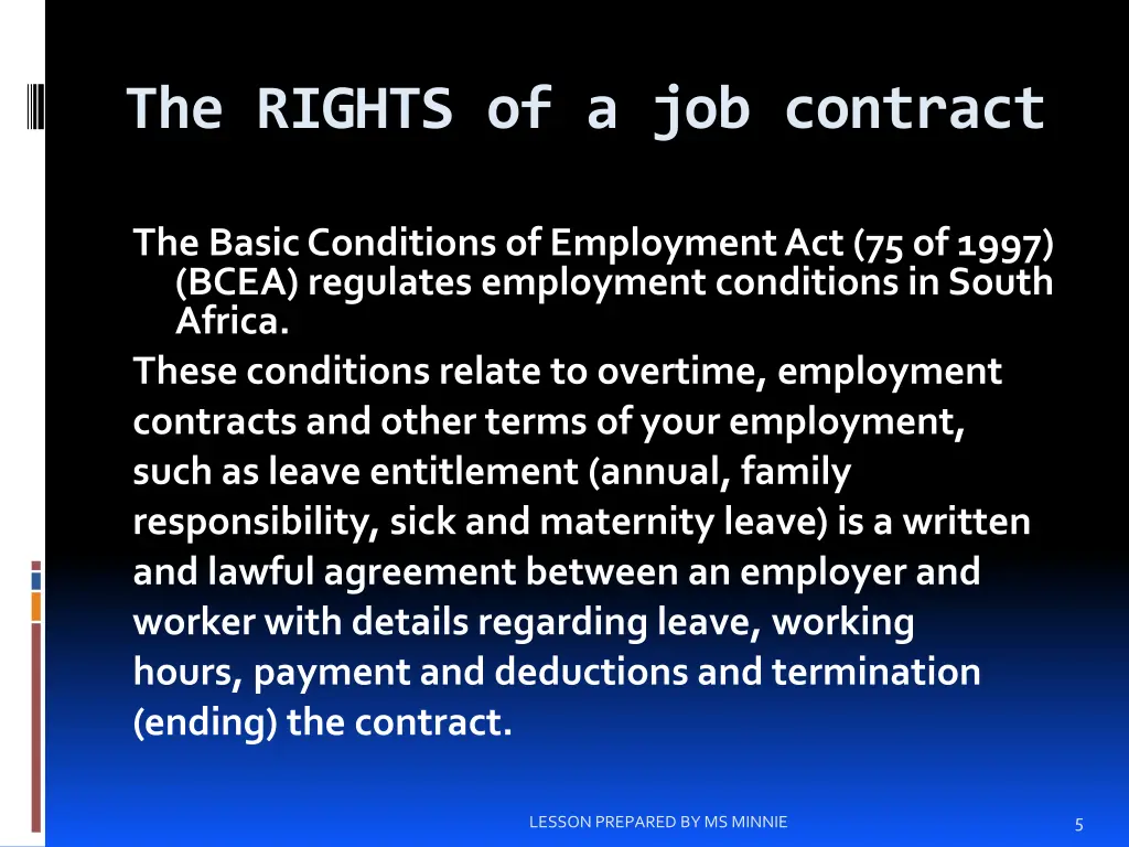 the rights of a job contract