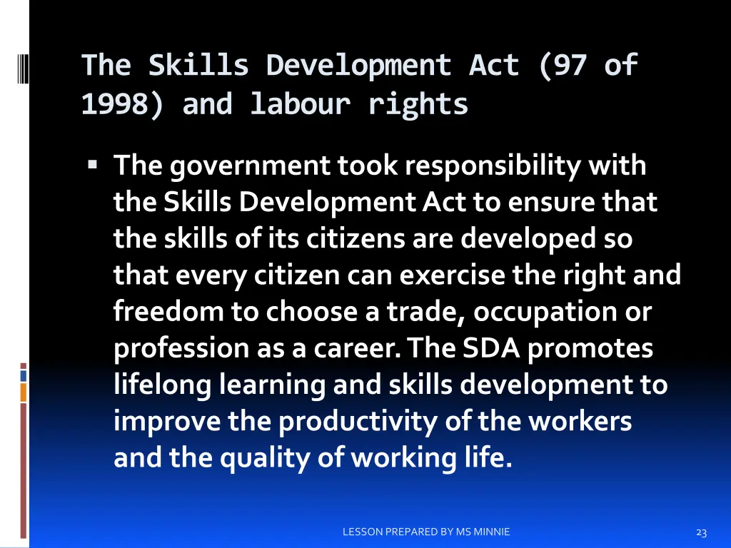the skills development act 97 of 1998 and labour