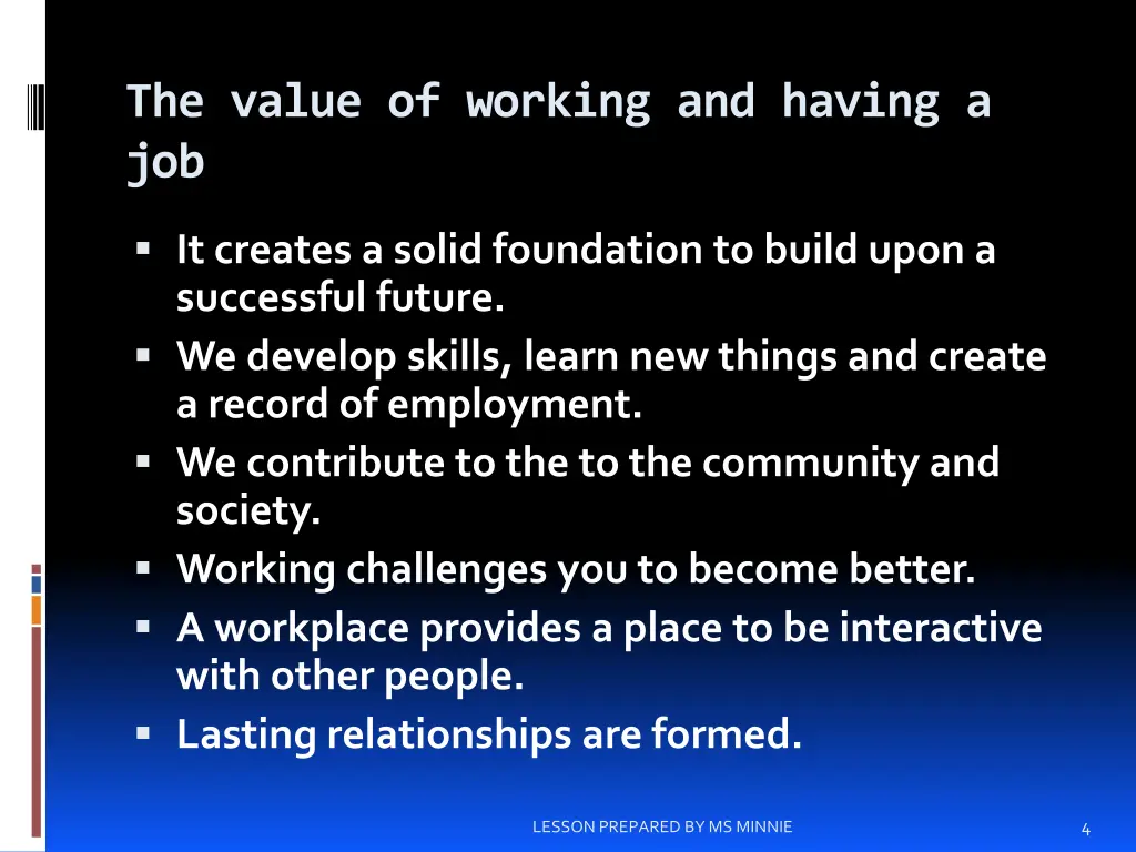 the value of working and having a job 1