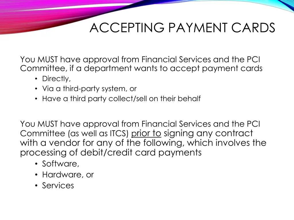 accepting payment cards