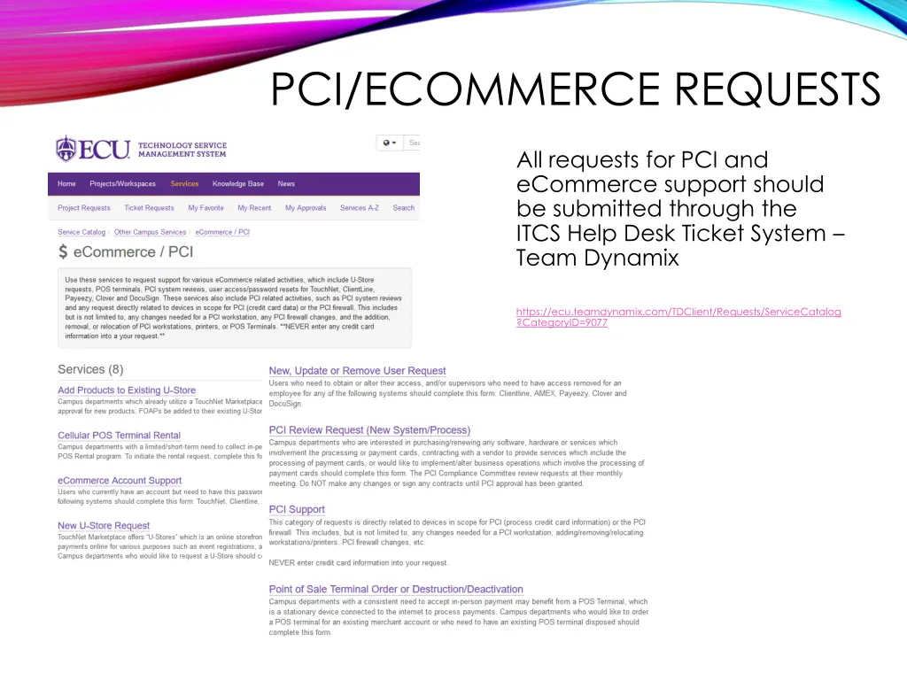 pci ecommerce requests