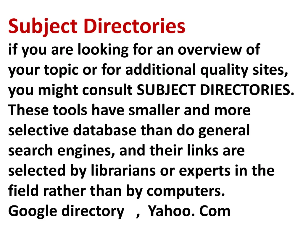 subject directories if you are looking
