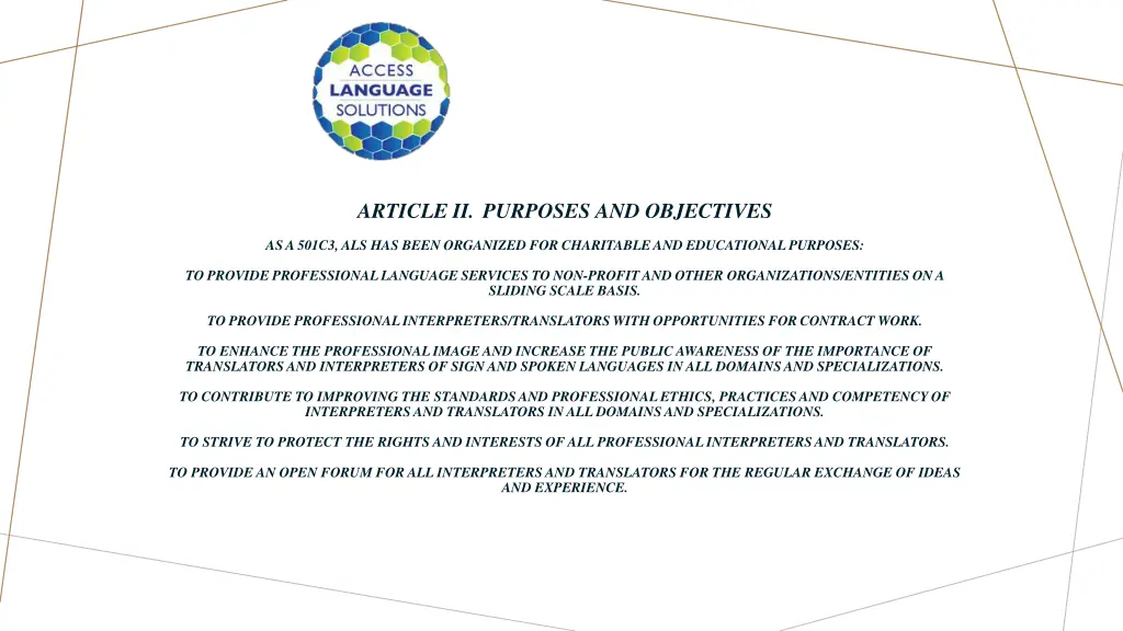 article ii purposes and objectives