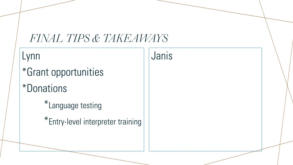 final tips takeaw ays lynn grant opportunities