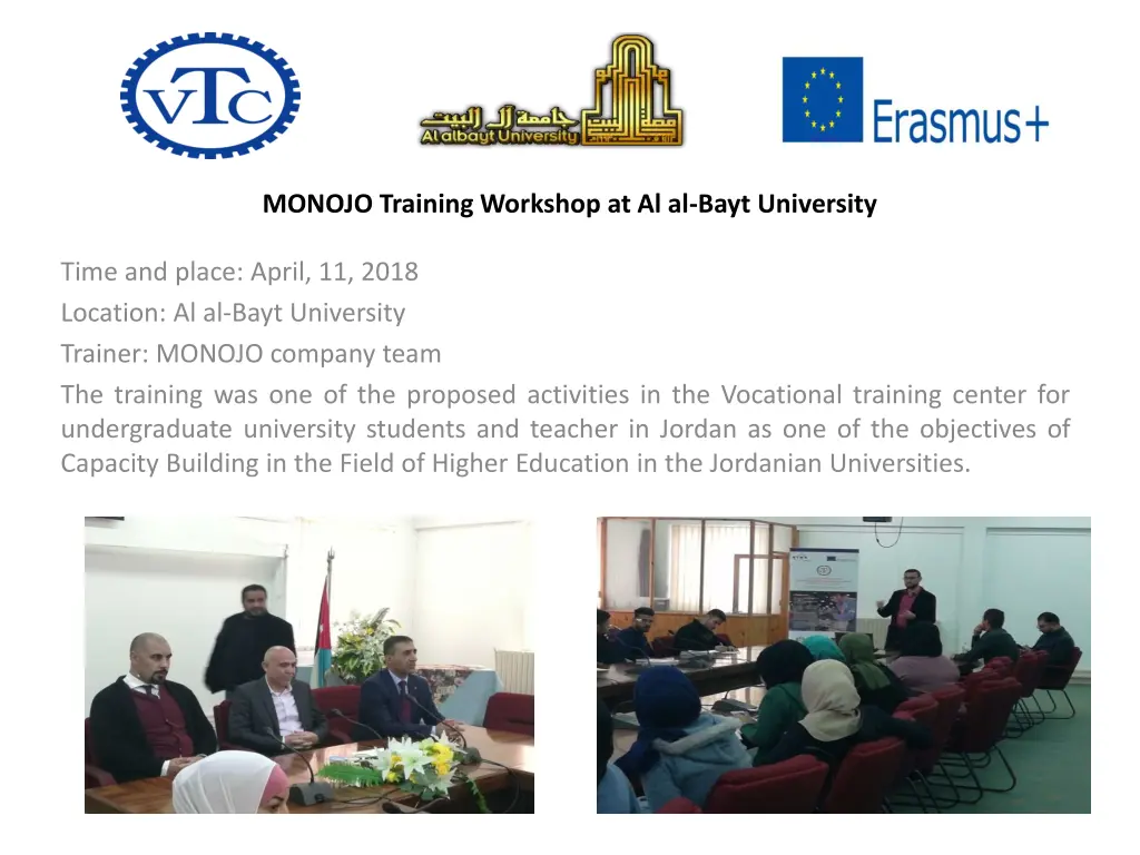 monojo training workshop at al al bayt university