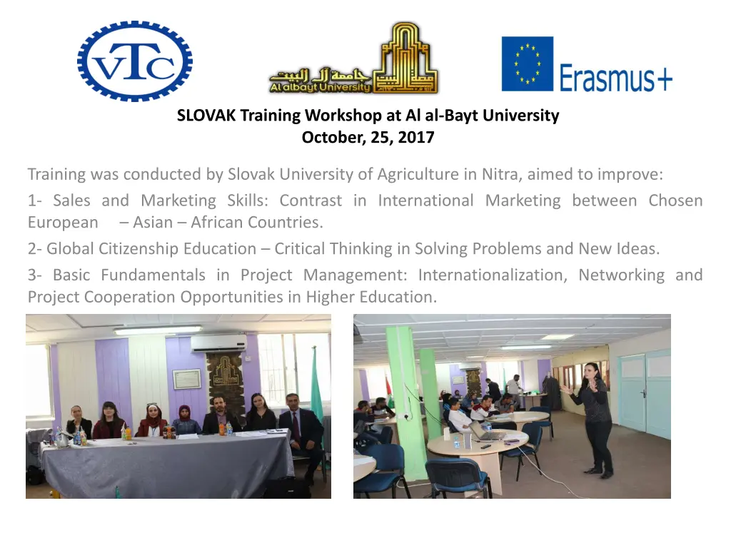 slovak training workshop at al al bayt university