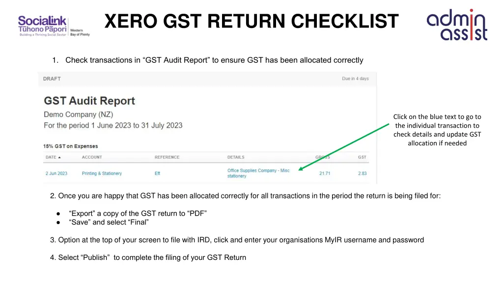 xero gst return checklist