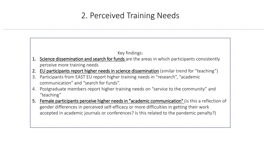 2 perceived training needs