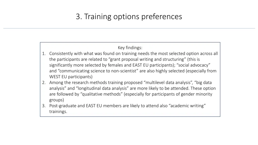3 training options preferences