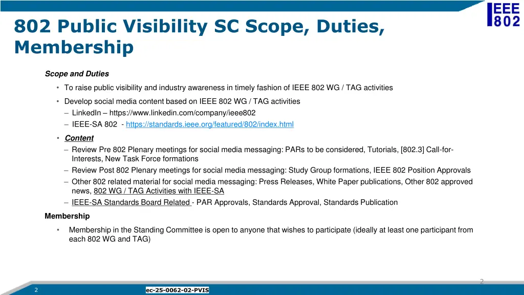 802 public visibility sc scope duties membership