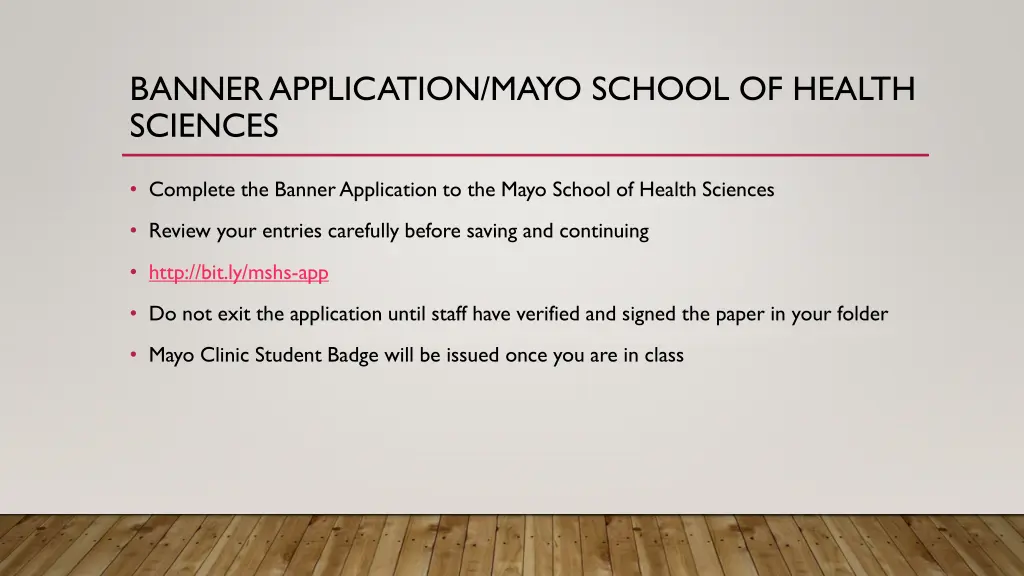 banner application mayo school of health sciences