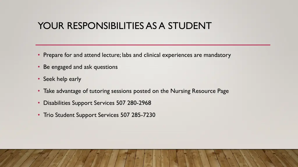 your responsibilities as a student
