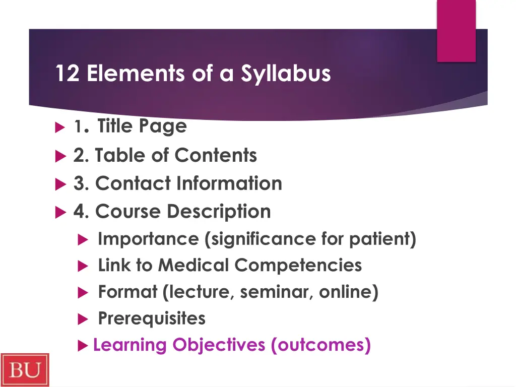 12 elements of a syllabus
