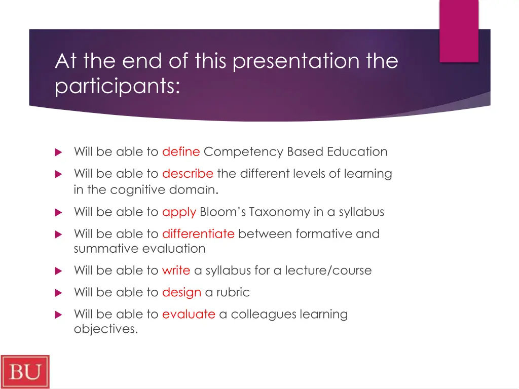 at the end of this presentation the participants 1