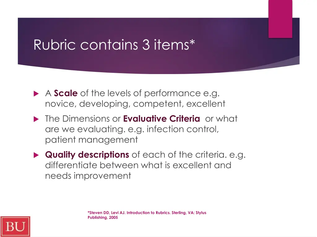 rubric contains 3 items