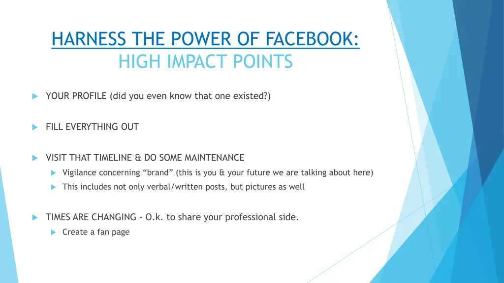 harness the power of facebook high impact points