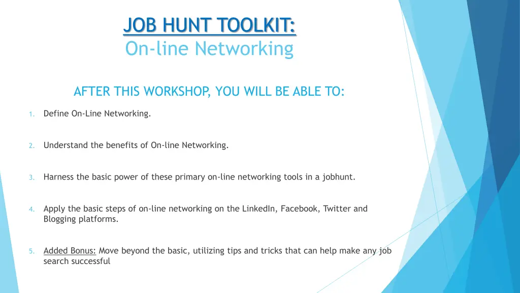 job hunt toolkit on line networking