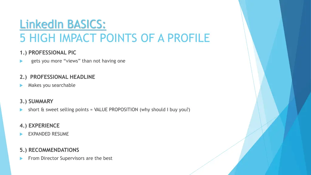 linkedin basics 5 high impact points of a profile