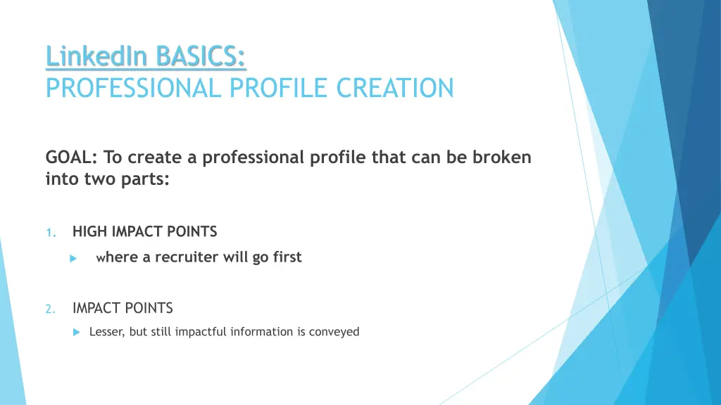 linkedin basics professional profile creation