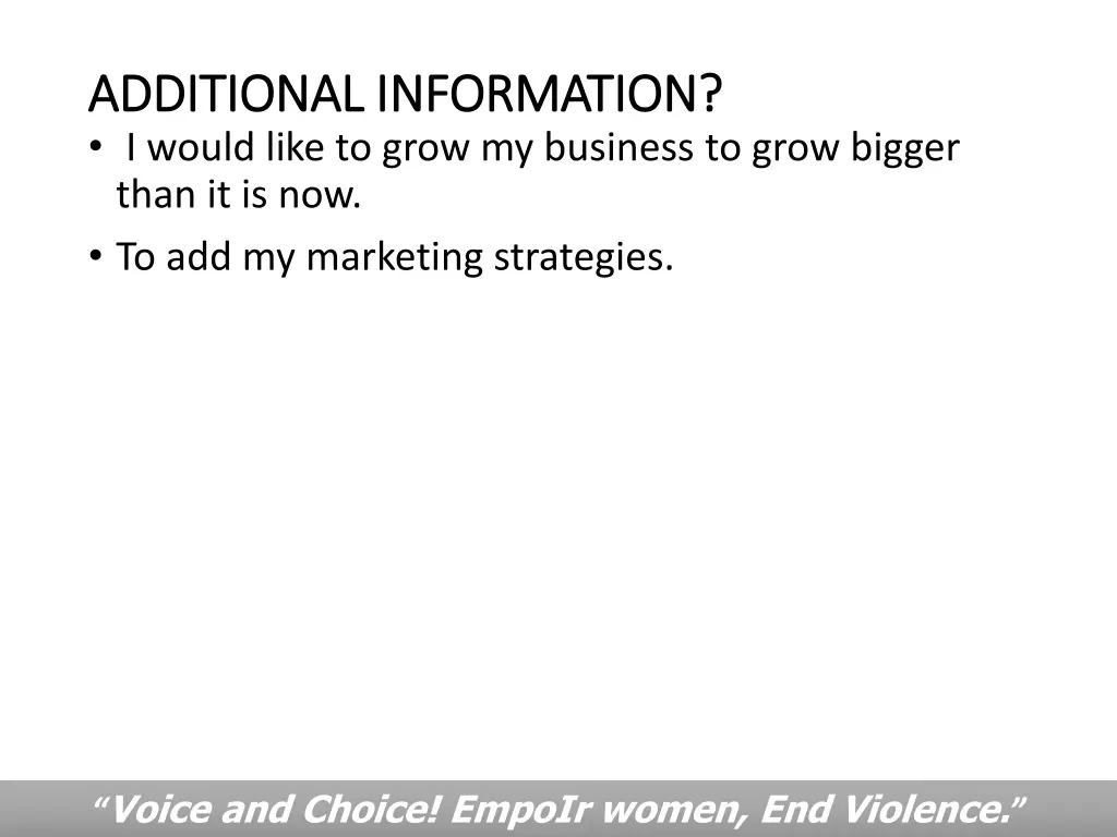 additional information additional information