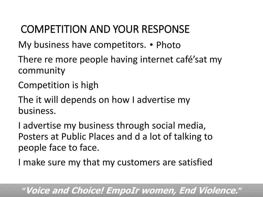 competition and your response competition