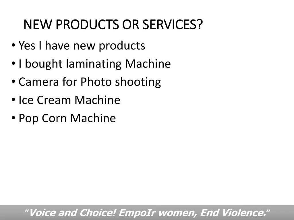 new products or services new products or services