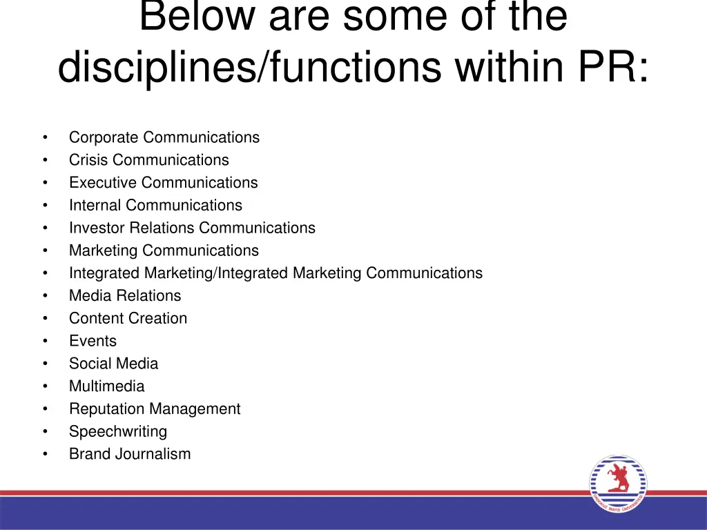below are some of the disciplines functions