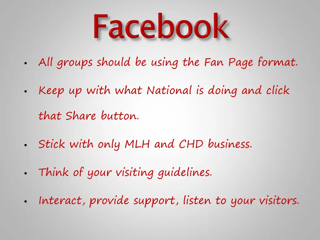 all groups should be using the fan page format